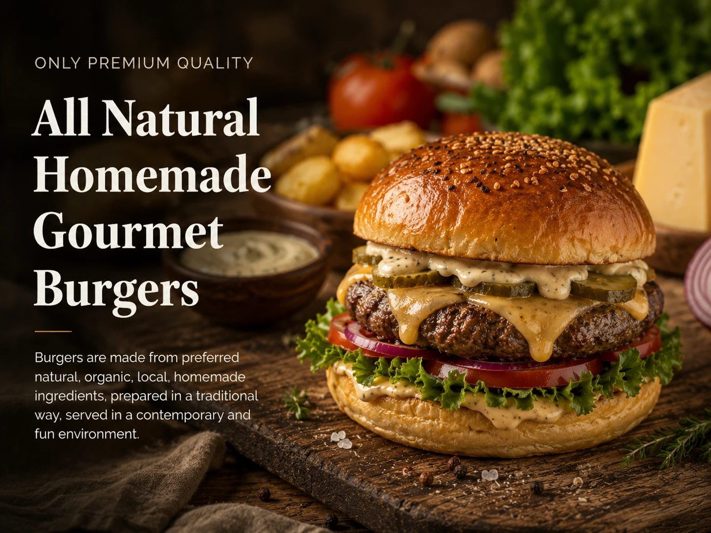 All-natural homemade gourmet burgers at Miki's Food & Bar