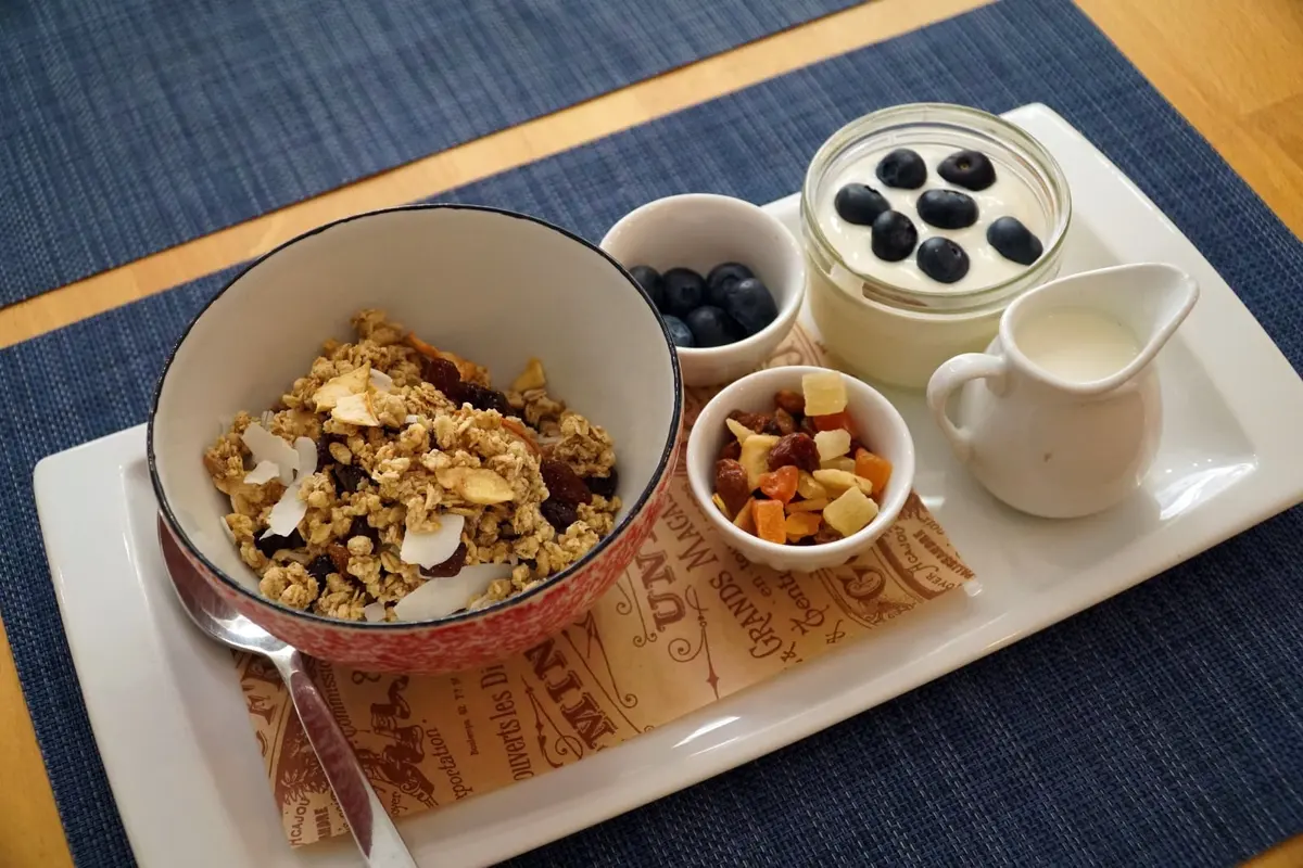 Breakfast granola and coffee at Miki's Food & Bar Trogir