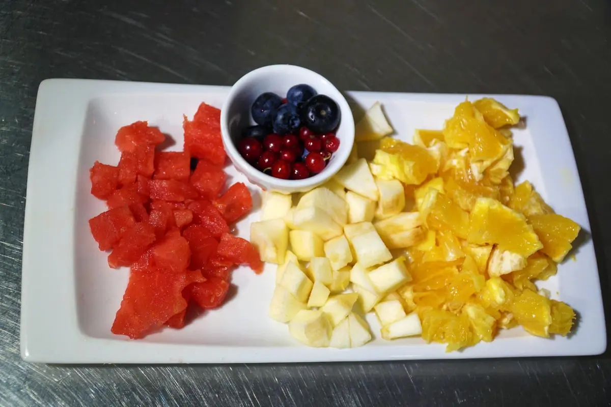 Fresh fruit breakfast plate at Miki's Food & Bar Trogir