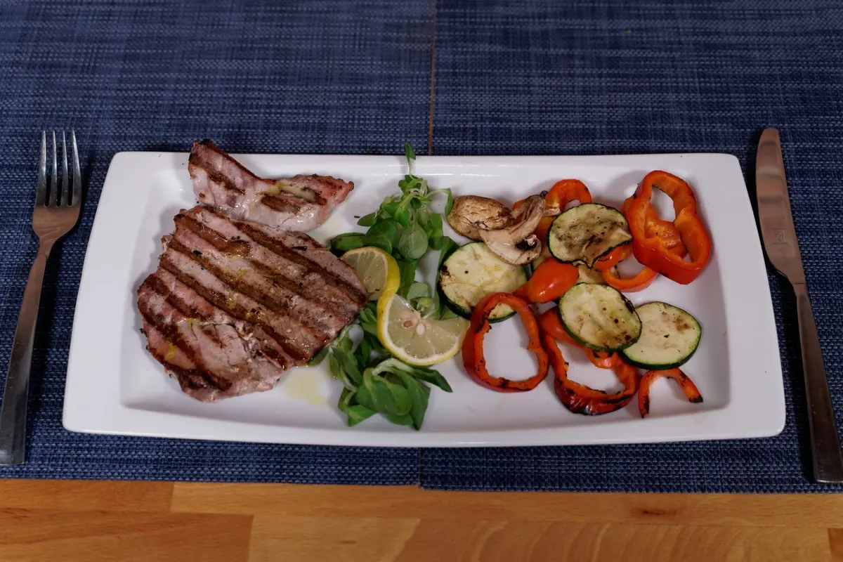 Steak with salad at Miki's Food & Bar in Trogir