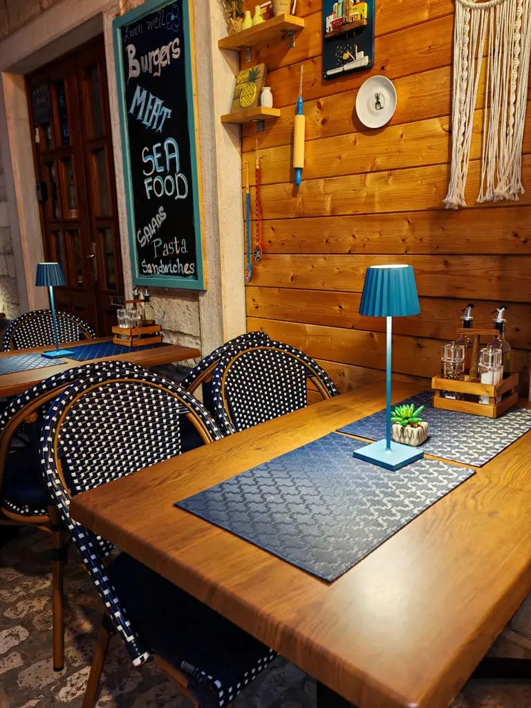 Cozy terrace table detail at Miki's Food & Bar Trogir