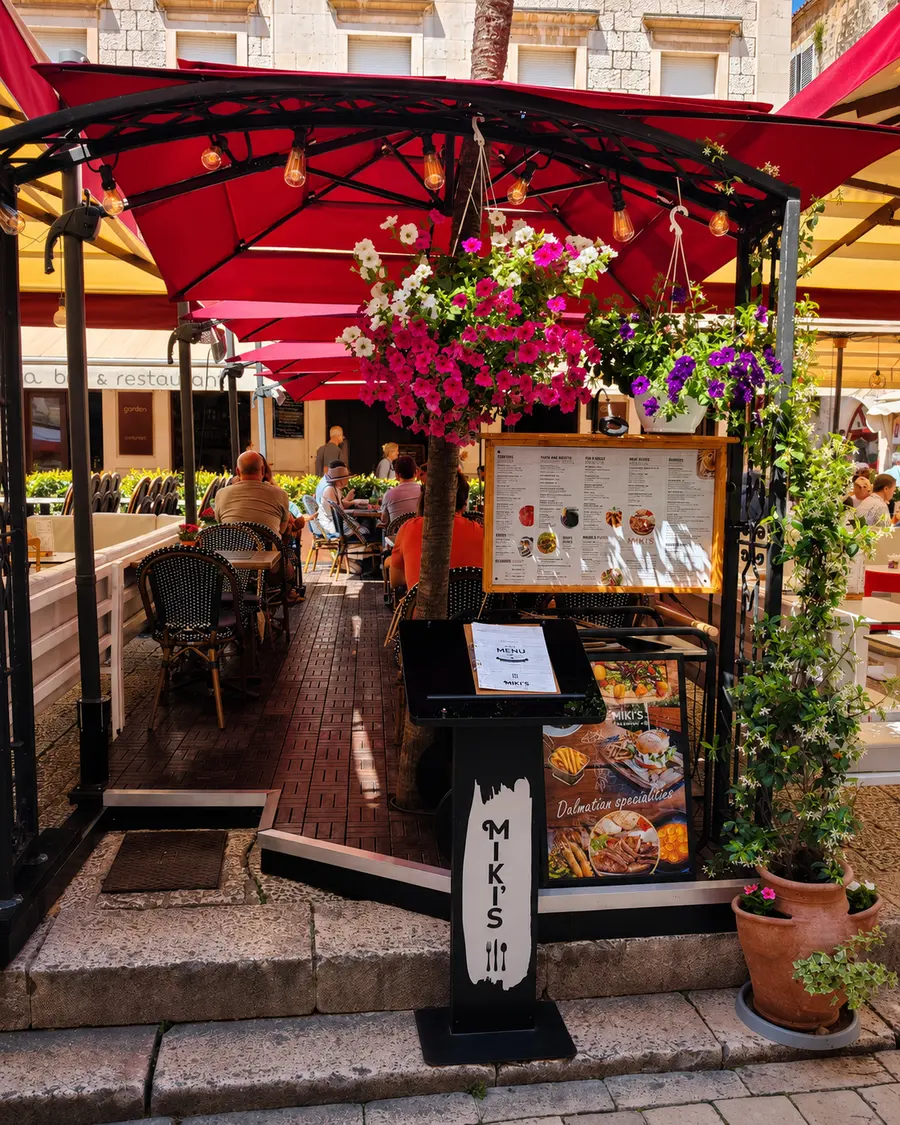 Summer food bar Trogir atmosphere near the old town terrace at Miki's Food & Bar